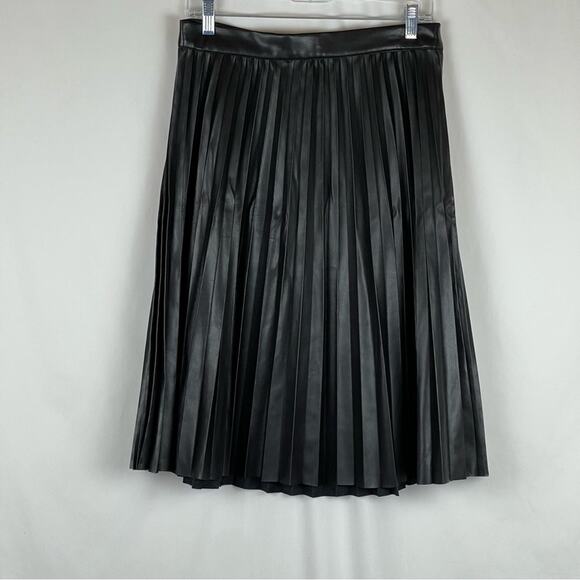 Marc New York Black Vegan Leather Pleated Academia Event Skirt NWT Size S - Picture 2 of 12